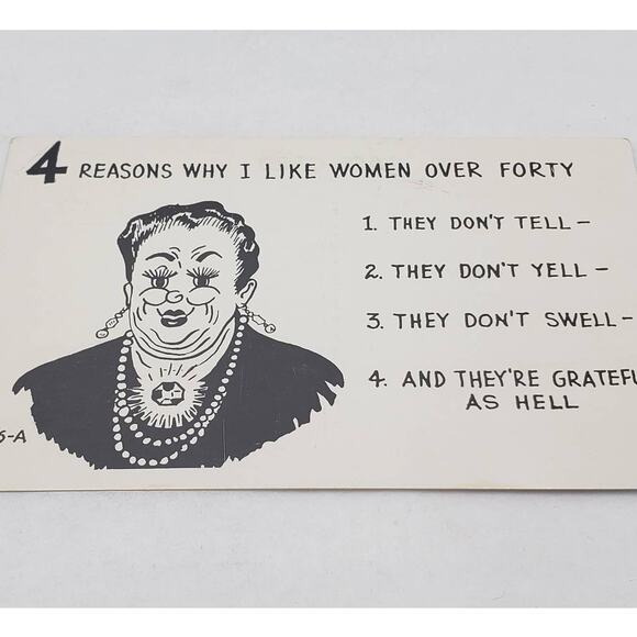 Cooper Photo Humor Laff Card 4 Reasons I Like Women Over 40 Vintage Postcard - Picture 1 of 10